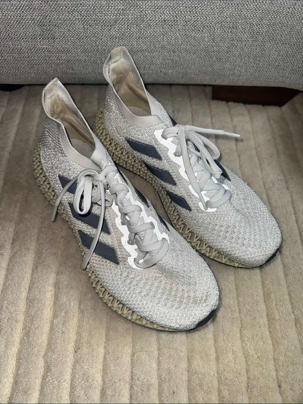 adidas Women's Knit Running Sneakers in Light Gray and Black